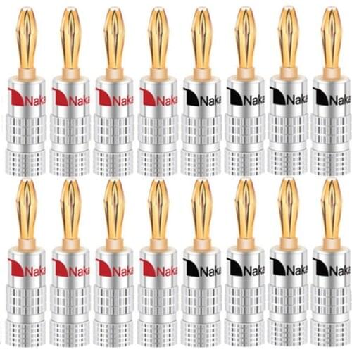 Banana Plug Connectors For 4mm Speaker Banana Plugs Gold Plated Copper Audio Amplifier Conector Speakon Match With Binding Post