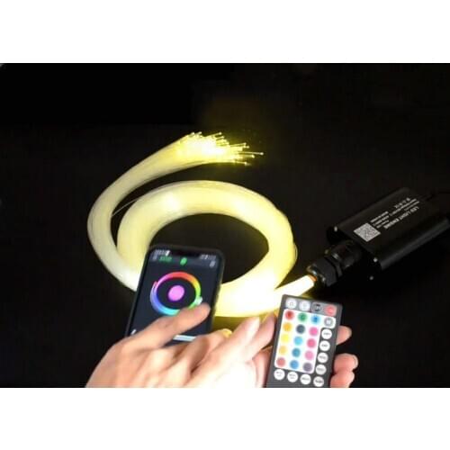 RGBW Fiber Optic Light Device Engine Smart APP Control 28keys Music Audio sound RF remote Control 12W+2M 0.75mm End glow cable