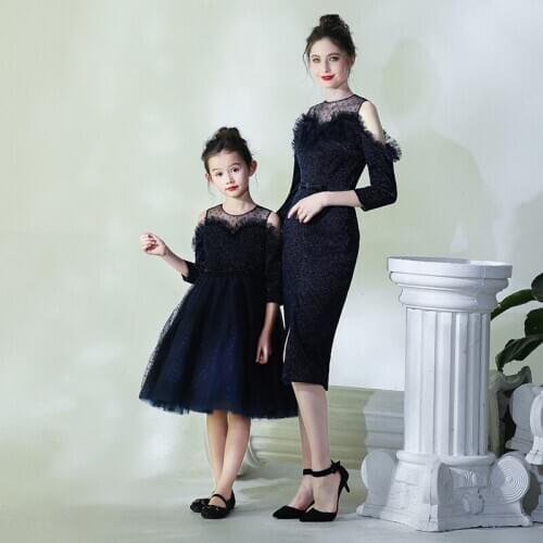 Parenthood Suit Mom And Girls Princess Thick Piano Traditional Chinese New Year Dress Long Party Dresses Evening Baby Cheongsam