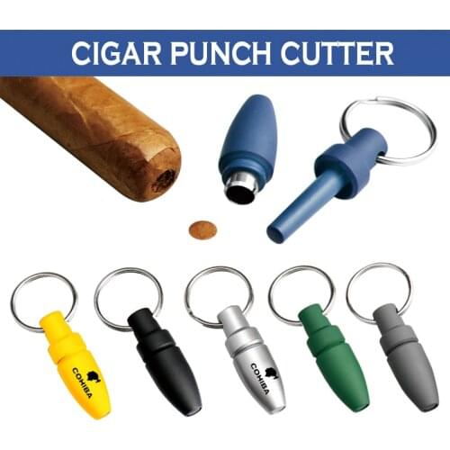 With Key Ring Clip COHIBA Cigar Puncher And Cutter Set Cigar Drill Sharp Smooth Blade Creative Portable Enhancer Punch Gadgets