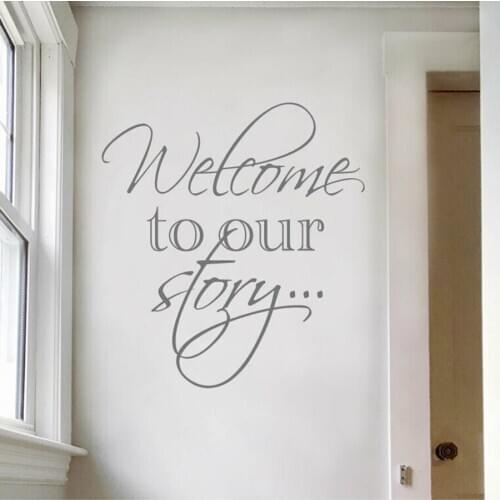 Family Wall Sticker Welcome To Our Story Quotes Vinyl Glass Decals Bedroom Living Room Home Decoration Art Lettering Mural M711