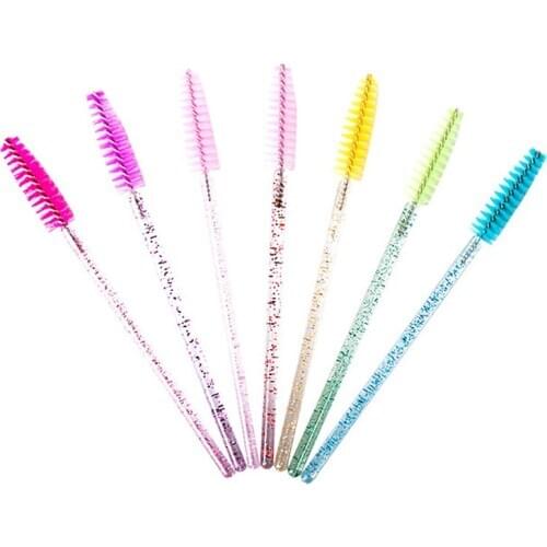 Cursavela Eyelashes Brush Disposable Crystal 50 Pcs/Lot Mascara Wands Applicator Grafting Eyelash Curling Comb Beauty Care Tool