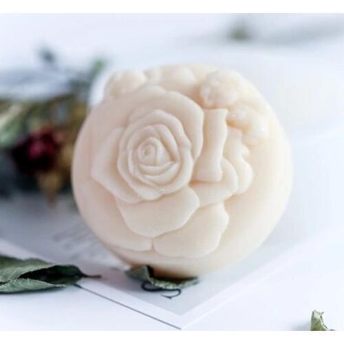 Soap Flower Silicone Mould Rose Single Hole Handmade Soap Mold Clay Resin Aroma Stone Rubber DIY Round Flowers PRZY Eco-friendly