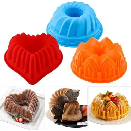 Silicone Cake Molds Flower Crown Shape Baking mold kitchen Tool 3D Bread Pastry Mold Pizza Pan DIY Birthday Wedding Party