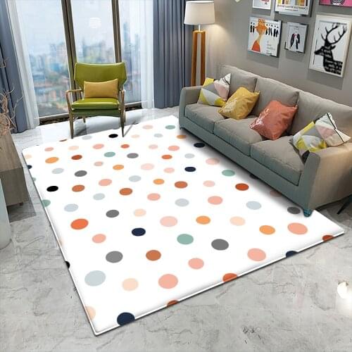 SimplePolka Dot Pattern Carpet Printed Flannel Area Rug Room Floor Printed Carpet For Living Room Bedroom Home Decorative Crapet