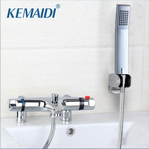 KEMAIDI Thermostatic Faucet Anti-scald Bathroom Bath Shower Mixers With Hand Shower Thermostatic Faucet Chrome Finish Mixer