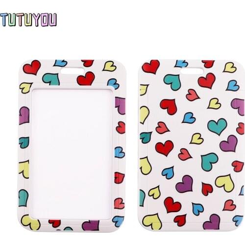1pcs PC2966 Colorful Heart Shape Bank Credit Card Holder Wallet Bus ID Name Work Card Holder For Women Card Cover Business Card