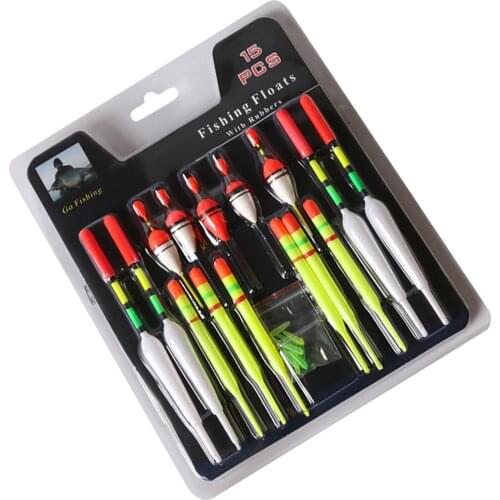 15pcs Assorted Sizes Lot Fishing Lure Floats Bobbers Slip Drift Tube Fishing Accessories Sport Fishing Float