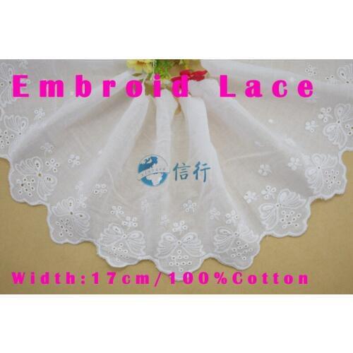 17cm width 100% Cotton embroid lace sewing ribbon guipure trim fabric warp knitting DIY Garment Accessories free shipping#3384