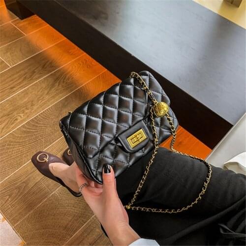 2021 Vintage Diamond Lattice Women Shoulder Bag Fashion Designer Ladies Messenger Bags Chain Luxury Female Small Crossbody Bag