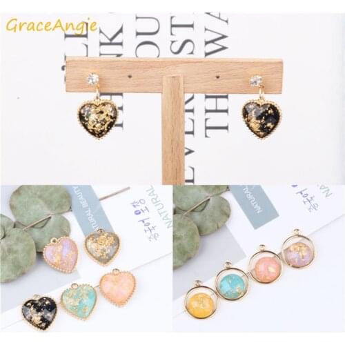 4/5Pcs Enamel Hearts Charms Round Alloy earring pendant necklace bracelet Alloy Jewelry DIY Birthday Jewelry Findings Brooches
