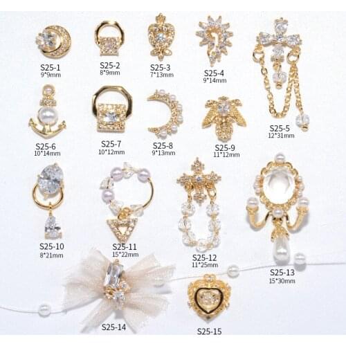 5pcs Shiny Luxury Crystal Zircon 3D Nail Art Decorations Charm Pendant Design Alloy Jewelry Manicure Accessories