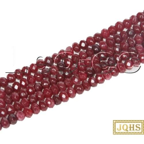 5psc 2X4mm Faceted Rondelle Brazil Red Ruby Gems Loose Beads for Jewelry Making Strand v1696