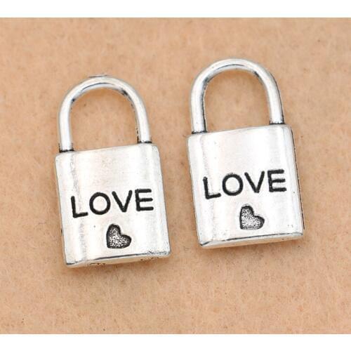 5pcs Antique Silver Plated Love Lock Charm Pendant fit Bracelet Necklace Jewelry DIY Making Accessories 11x20mm