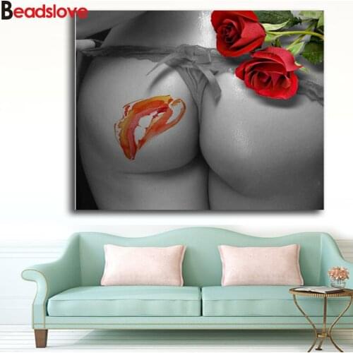 5D DIY Diamond Painting Full drill Square round Sexy Ass Body Art Diamond Embroidery Mosaic Lips Roses Flowers Cross Stitch kit