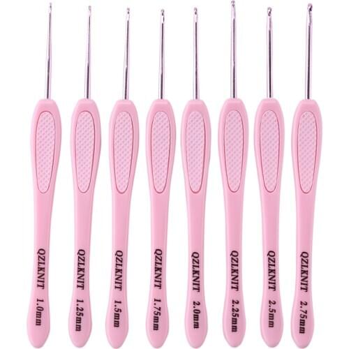 8Pcs Crochet Hook Set Plastic Handles Aluminum Knitting Needles Weave Craft Yarn Crochet Needles Knitting Sewing Tool 29