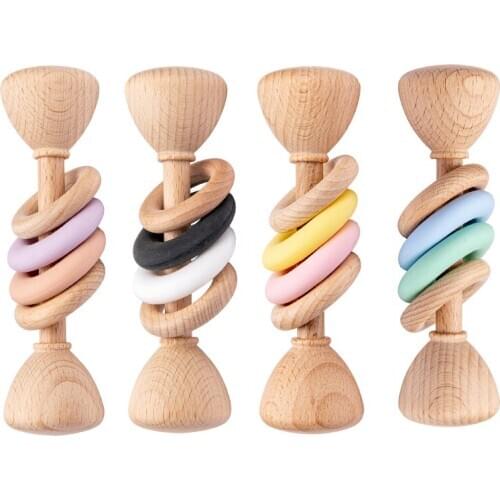 Wooden Baby Rattles Baby Teething Musical Chew Play Gym Educational Toys for Children Newborn 0-12 months Gift