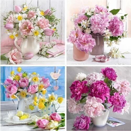 EverShine 5D DIY Diamond Embroidery Peony Picture Rhinestones Diamond Painting Lilac Cross Stitch Flower Mosaic Kits Needlework
