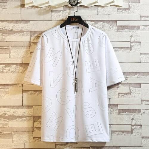 Men T Shirts Summer Short Sleeves Hip Hop White color Streetwear Top Tees Rock Punk Tshirt Homme