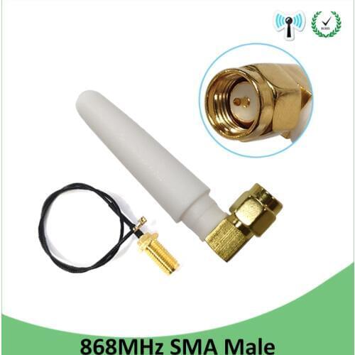 868MHz 915MHz Antenna 2dbi SMA Male Connector 10pcs GSM 915 MHz 868 MHz antena antenne +21cm RP-SMA/u.FL Pigtail Cable