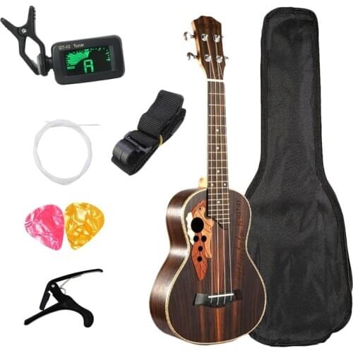 Concert Ukulele Kits 23 Inch Rosewood Ukulele 4 String Mini Hawaii Guitar With Bag Tuner Capo Strap Stings Picks For Beginner Mu