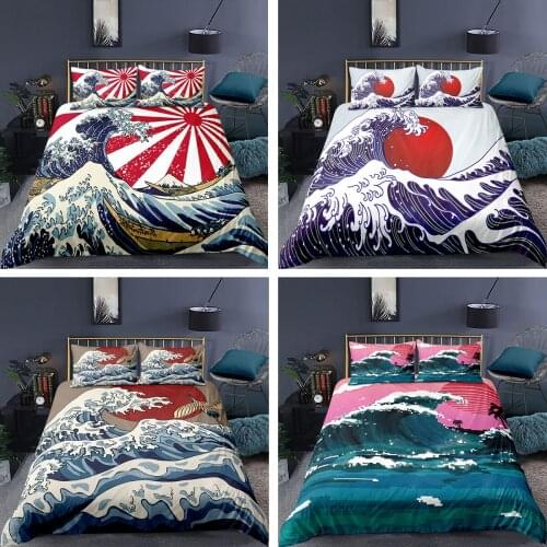 The Great Wave off Kanagawa Bedding Set 2/3Pcs Duvet Cover & Pillowcase(s) 3D Printed Quilt Cover Home Textile Gift
