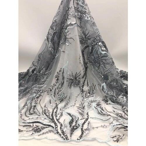 Good looking SYJ-68681 french net lace fashionable with sequins french style net fabric for party