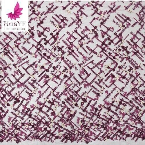 Hot Burgundy 3D Flower Tulle Beaded Lace With Sequins For Girls Dress HY1181