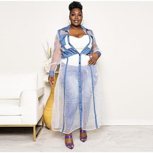 Fashion Mesh Maxi Dress 2020 News Long Robe African Dresses for Women Bazin Riche Clothes Vestidos Dashiki Party Vacation XL-5XL