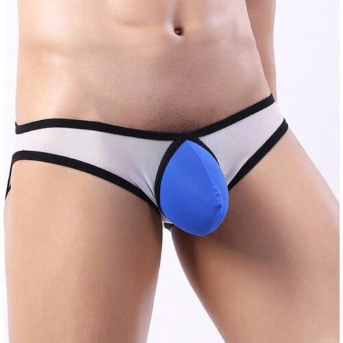 Lingerie Mesh Underwear Men Briefs Ultra-thin Transparent Gay Panties Cueca Bugle Pouch Slip Homme Sissy Thongs Jock Strap
