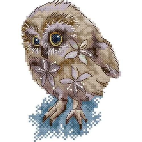 Cross Stitch Kits Stamped for Adults Beginner Kids 11CT DIY Embroidery Needlework Kit -Beauty Owl 19X25cm