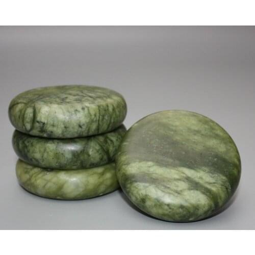 Natural Energy Massage Hot Stone Rock Green Jade SPA Body Massager Reiki Healing Meditation Pain Relief Health Care 6x8 / 7x7cm