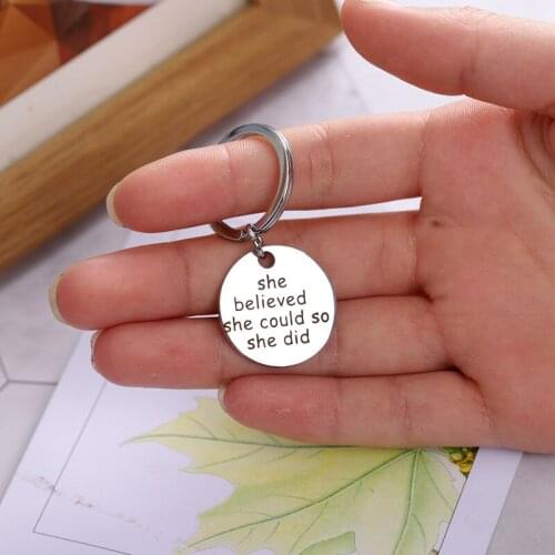 Oeinin Creative Keychain Man She Believed She Could So She Did Key Chain Bag Boy Letter Color Keyring Zinc Alloy Pendant Brelok