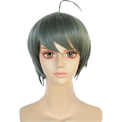 Danganronpa Naegi Komaru Dark Green Short Wig Cosplay Costume Dangan Ronpa Another Episode Heat Resistant Hair Women Wigs