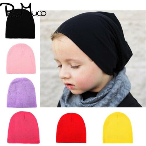 Powmuco Comfortable Warm Knitting Wool Toddler Hat Solid Color Baby Girls Beanie Caps DIY Clothing Decoration Infant Accessories