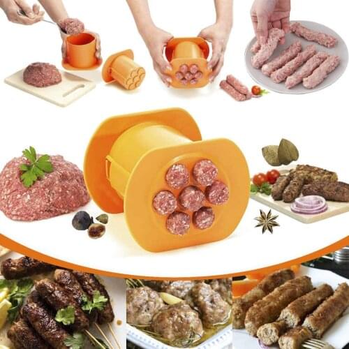 One Press Cevapcici Sausage Maker Mold- 7 Sausages in One Press - Non Stick Kitchen Barbecue Grilling Party Molds Easily Maker