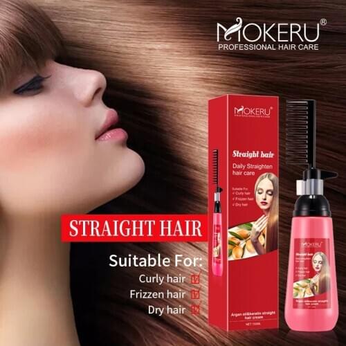 Mokeru 150ml Easy Using Natural Herbal Smoothing Cream Permanent Hair Straightening Comb Relaxer Cream for Women Hair Treatment