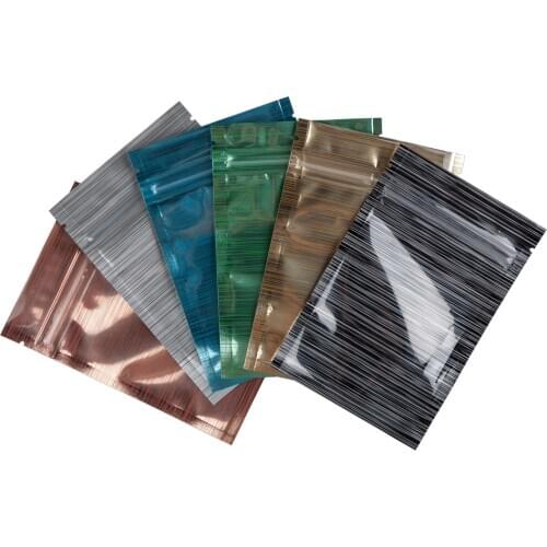 Various Size Clear Front Heat Sealable ZipLock Bags Aluminum Foil Plastic Flat Pouches Small Stripe Zip Lock Storage Bag