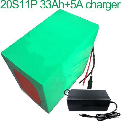 With 5A charger 72V 33Ah 20S11P 18650 Li-ion Battery electric two Three wheeled motorcycle bicycle ebike 240*185*160mm