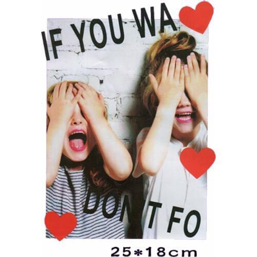 Cute Kids Patches Washable Iron-on Transfer For T-Shirt Children Gift DIY Clothes Stickers Lovely IF YOU WA Letter Heat Transfer