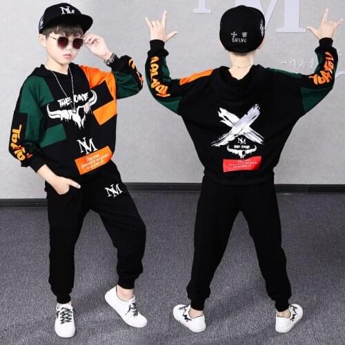Boys Autumn Clothing Suit Teenage Boys Clothes 10 12 14 Yrs Boys Tracksuit Set Children Hooded Spring Autumn Sports Outfits