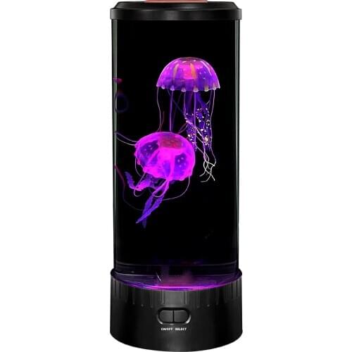 LED Fantasy Jellyfish Aquarium Round Tank Lava Lamp Color Changing Relaxing Nightlight USB Battery Optional Bedside Table Lights