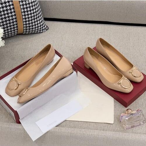 2CM and 4CM Heel Women Genuine Leather Shoes Pumps Real Cowhide Vachette Clasp Design Wedding Shoes For Lady