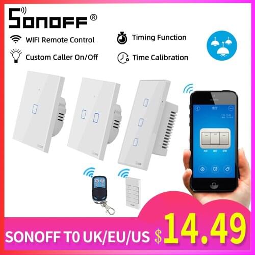SONOFF UK/EU/US WiFi Smart Wall Switch Timing/Voice/App Remote Control 1/2/3Gang Smart WiFi Touch Switch Work For Google Home