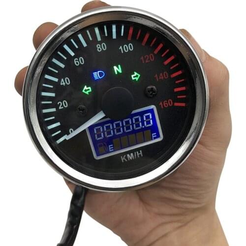 Universal 12V Motorcycle Speedometer LED Digital Tachometer Liquaid Crystal Instrument Gauge Odometer Fuel meter Indicator 0-160