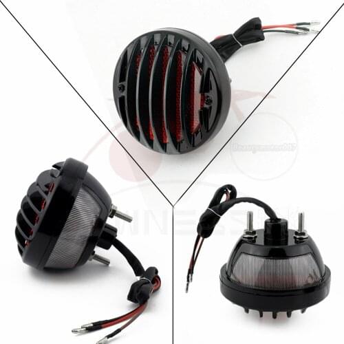 12V Motorcycle Bike Rear Tail Brake Light Lamp Grill Cover Round Decorative Lamp Bracket For Harley Chopper Bobber