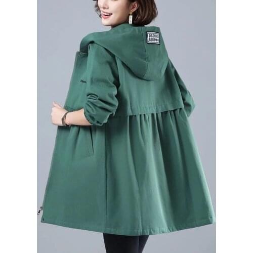 Womens Jacket 2021 New Spring Autumn Hooded Outerwear Ladies Windbreaker Famale Basic Jackets Casual Coats Plus Size Overcoat