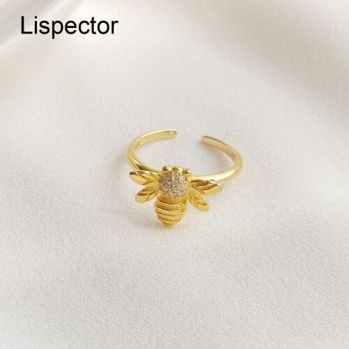 Lispector 925 Sterling Silver French Luxury Zircon Bee Rings for Women 18K Gold Elegant Party Matching Ring Female Jewelry Gifts