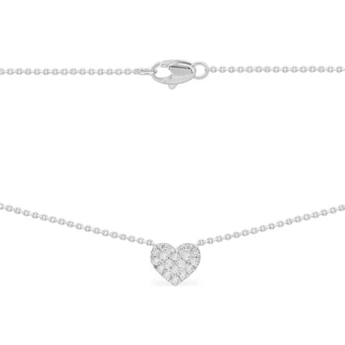 Fashion Real 925 Sterling Silver Simple White Love Heart Pendant Necklace Micro Zirconia Stones Women CROISETTE Jewelry