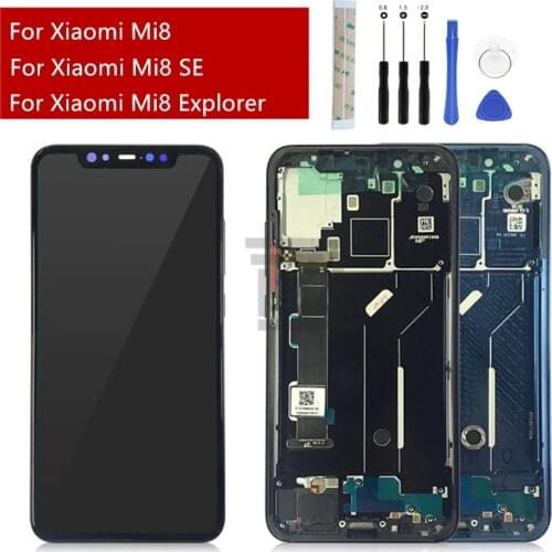 Amoled for Xiaomi mi 8 LCD Display Touch Screen Digitizer Assembly with Frame for mi 8se display For mi 8 Explorerre Screen part